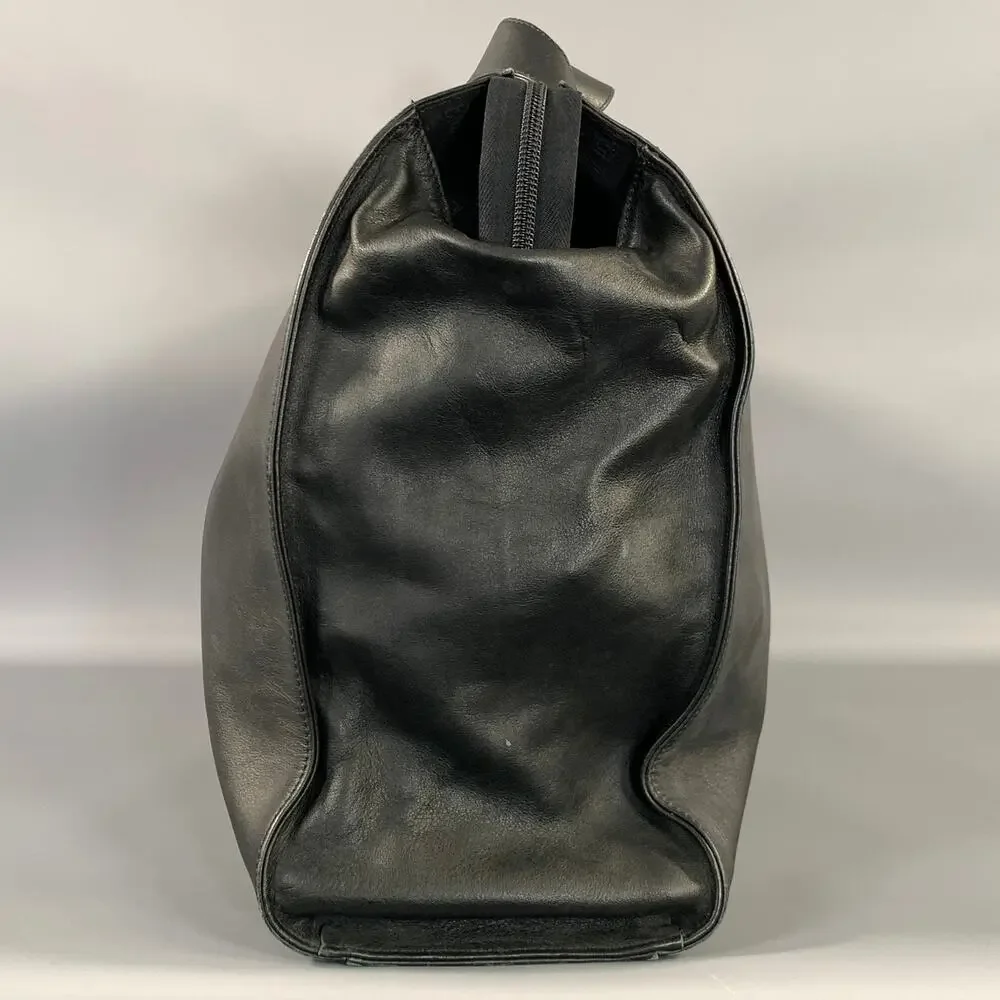 Emporio Armani Black Leather Weekender Bag One Size